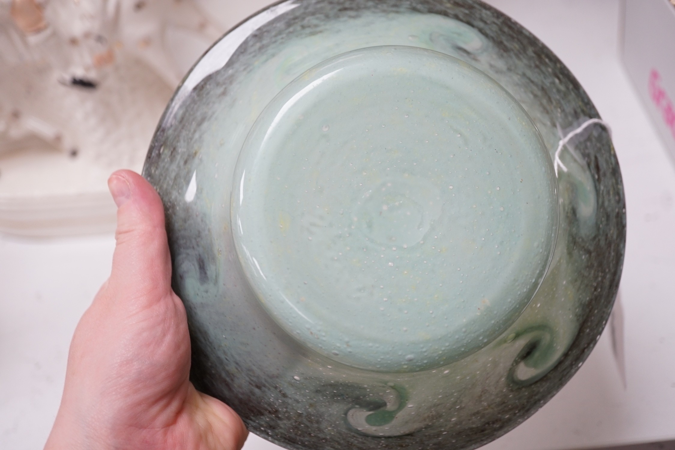 A Strathearn glass vase and Vasart bowl., tallest 27cm